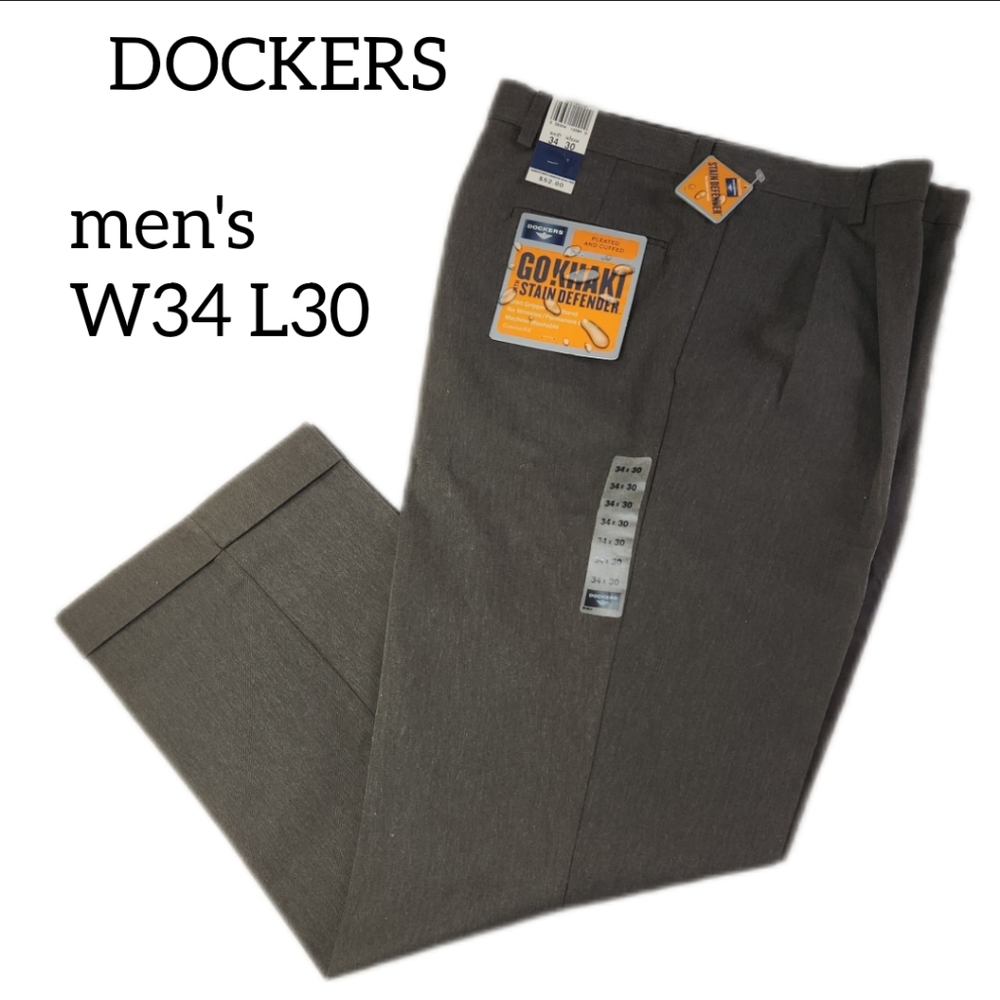 DOCKERS GO! KHAKI MENS PANTS  WITH STAIN DEFENDER SIZE W34 L30